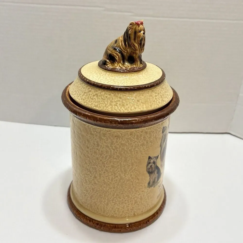 Yorkie Terrier Dog Stoneware Treat Jar Canister Tail Waggin Bradford Exchange 07